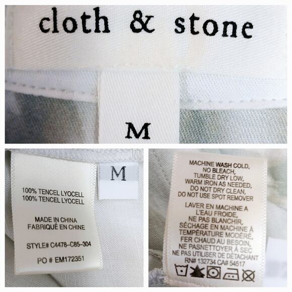 Cloth & Stone SZ M Green Water Color Print So Soft Tencil Button Front Top - Picture 6 of 6